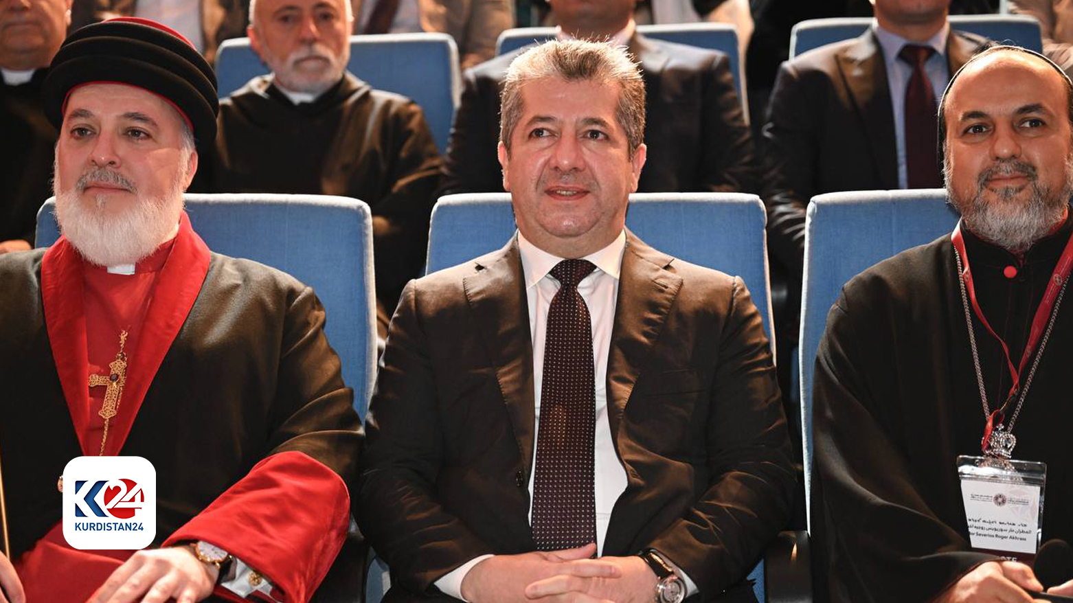 The PM Masrour Barzani in the first Syriac Symposium in Erbil. (Photo: Kurdistan 24)